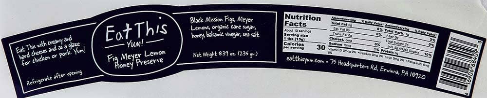 Fig Meyer Lemon & Honey Jam : 7 OZ