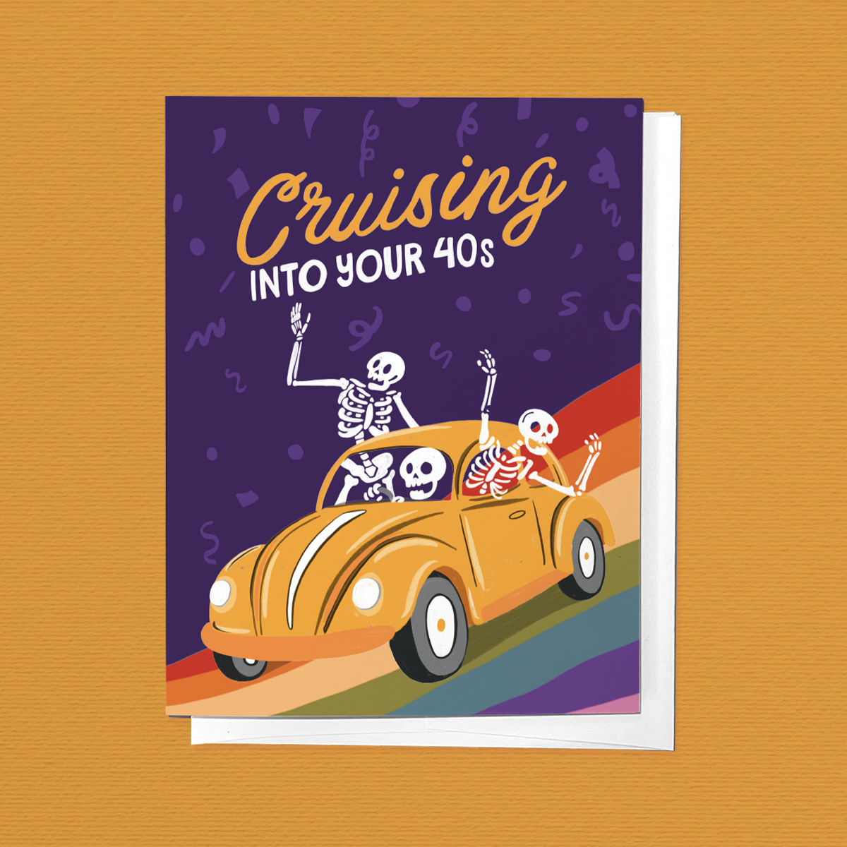 Cruising Into Your 40s Birthday Skeleton Greeting Card
