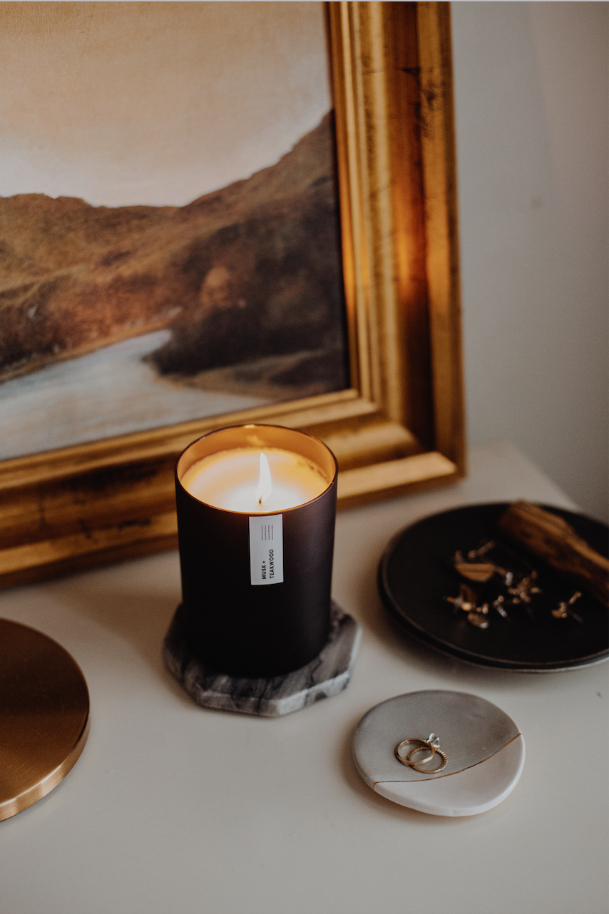 Musk + Teakwood - Matte Black Tumbler Soy Candle
