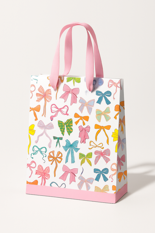 Bow Coquette Colorful Paper Bag Gift Bag: Medium 8x10