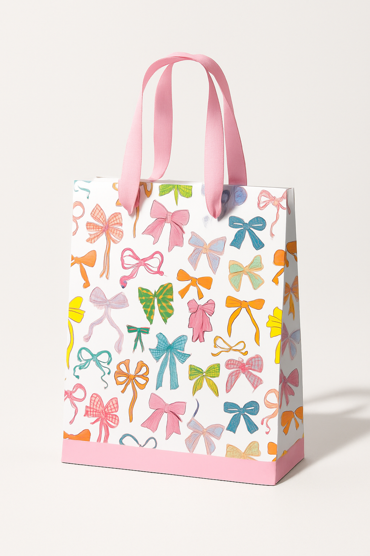 Bow Coquette Colorful Paper Bag Gift Bag: Medium 8x10
