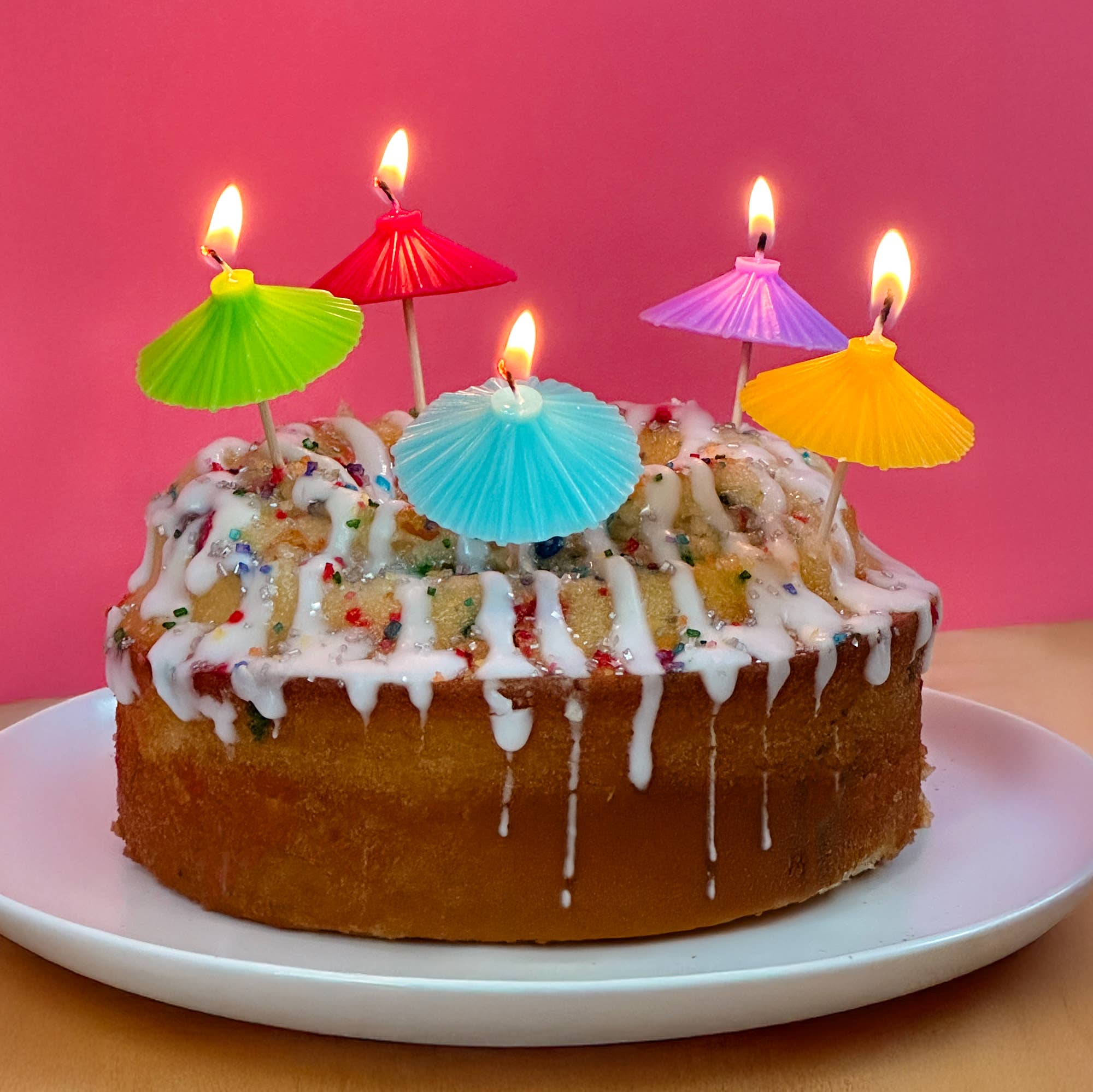BEACH PARTY Umbrella Candles - Set of 5