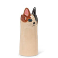 Skinny Cat Vase: Brown & White