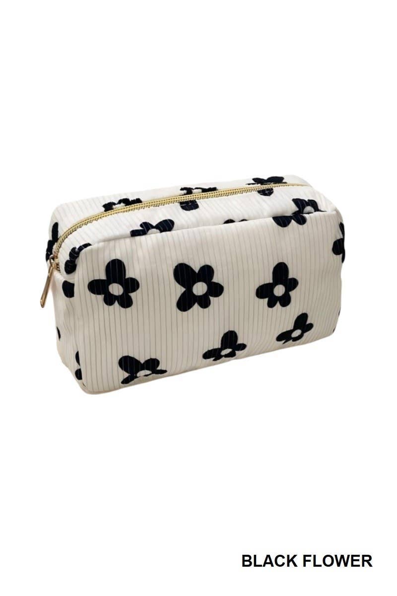 Black Flower Travel Cosmetic/ Toiletry Bag