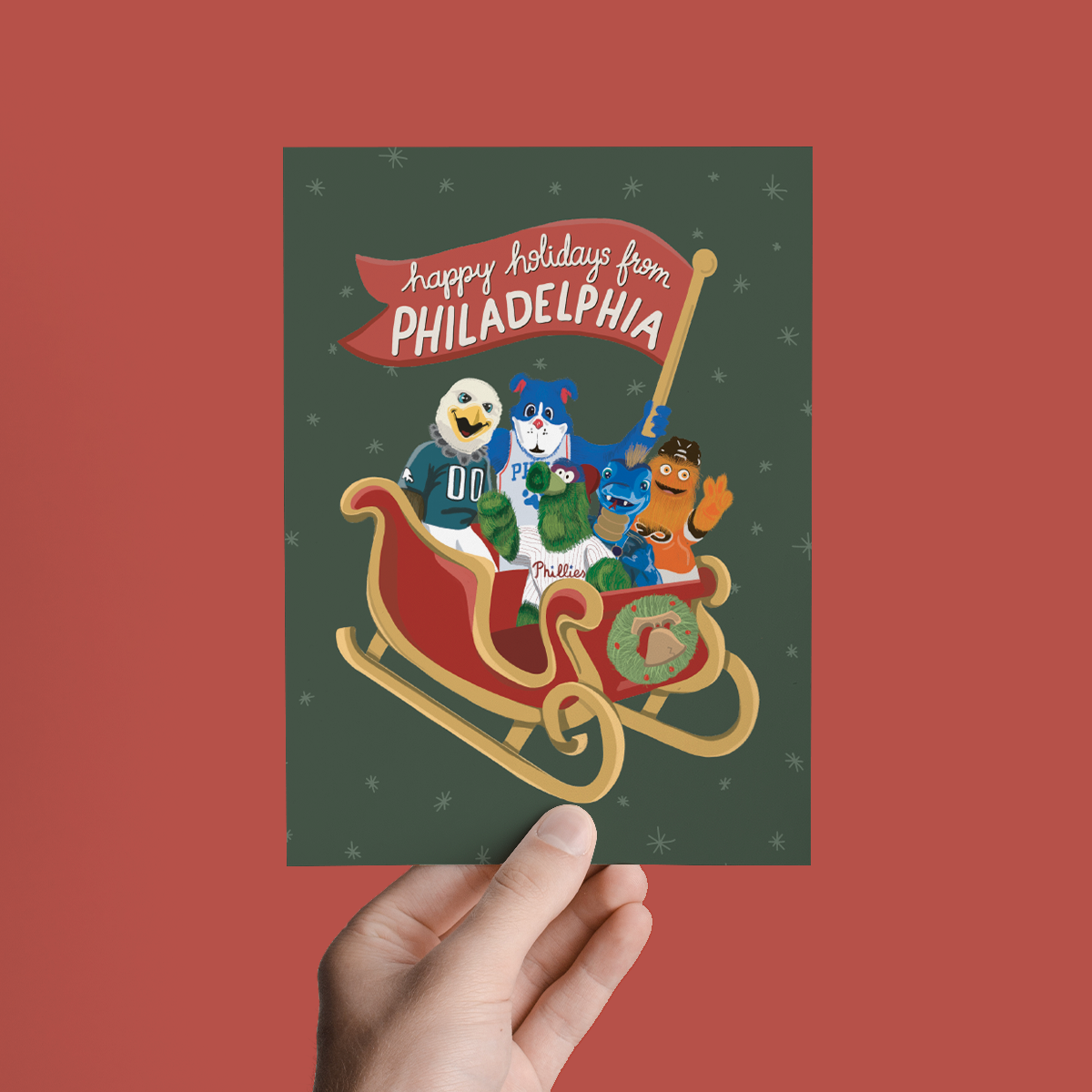 Happy Holidays from Philadelphia Mascots Fun Greeting Card