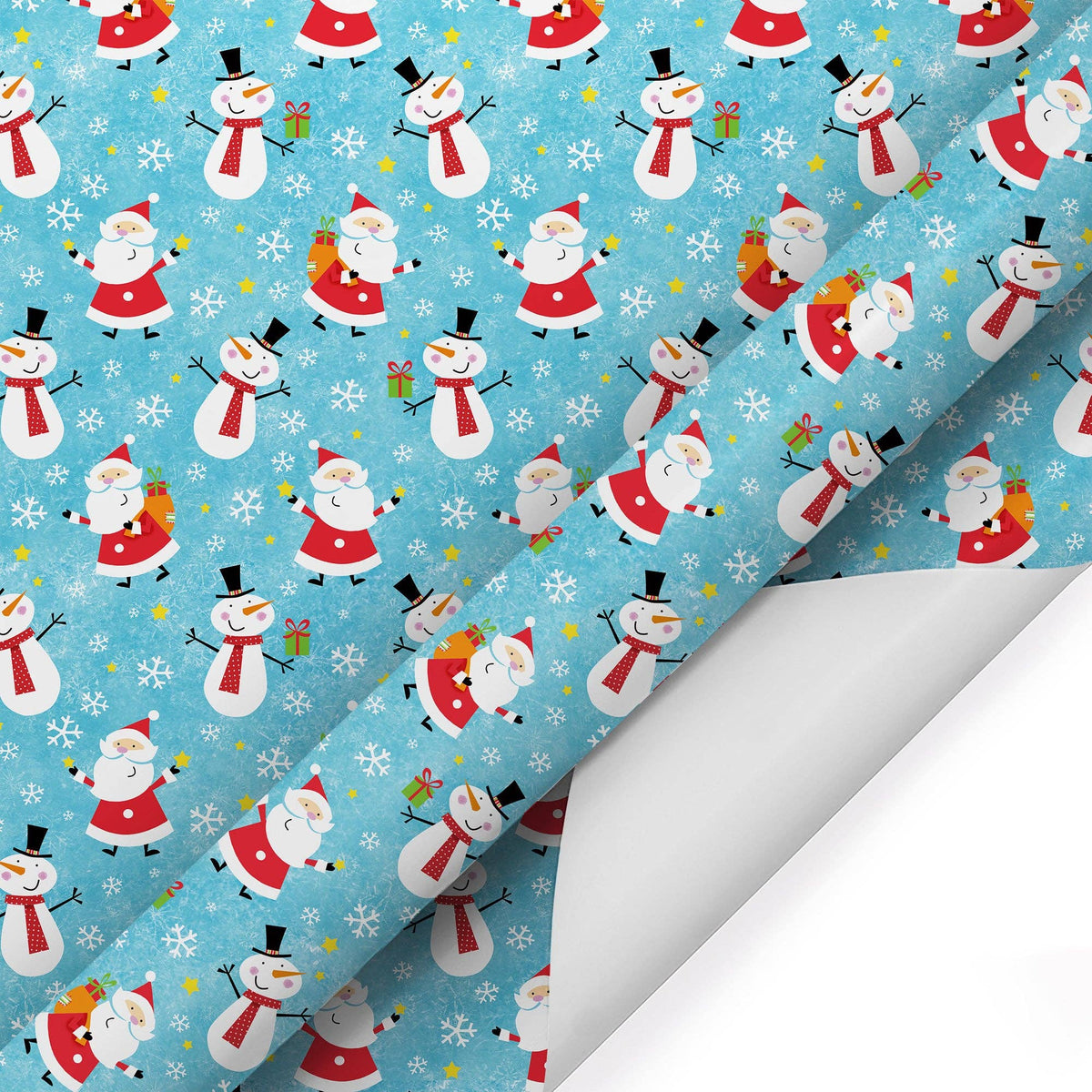 Happy Snowman and Santa 30" x 10' Holiday Wrapping Paper