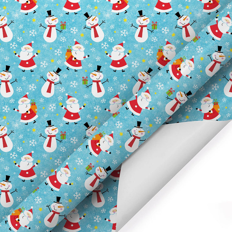 Happy Snowman and Santa 30" x 10' Holiday Wrapping Paper