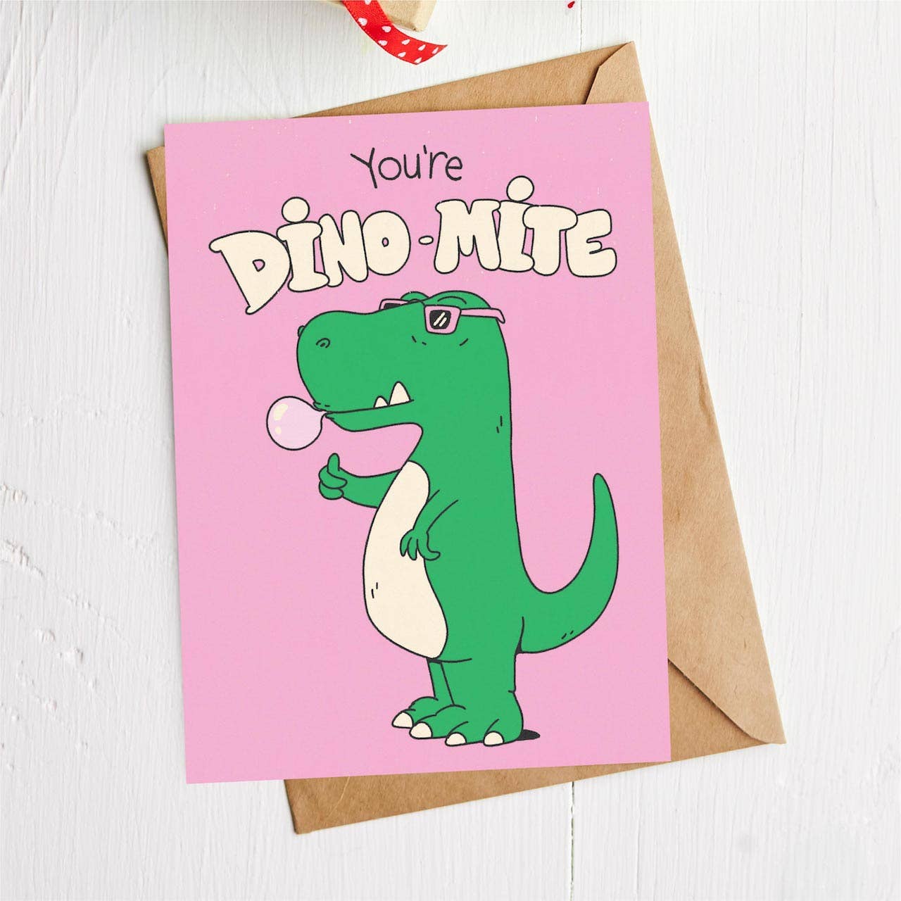 "You're dino-mite" Dinosaur Valentine's Day Card