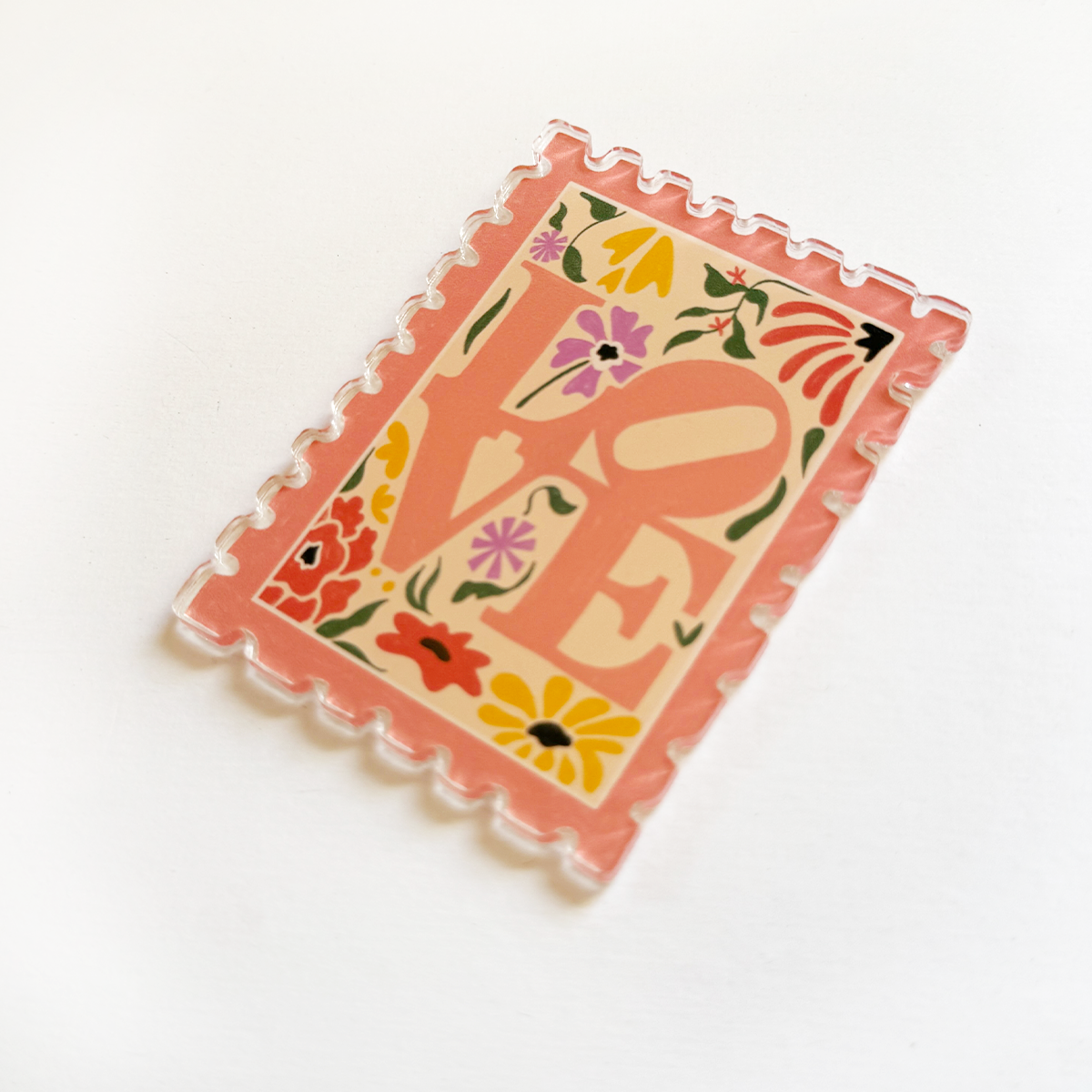 Love Park Sign Philadelphia Floral Stamp Acrylic Magnet