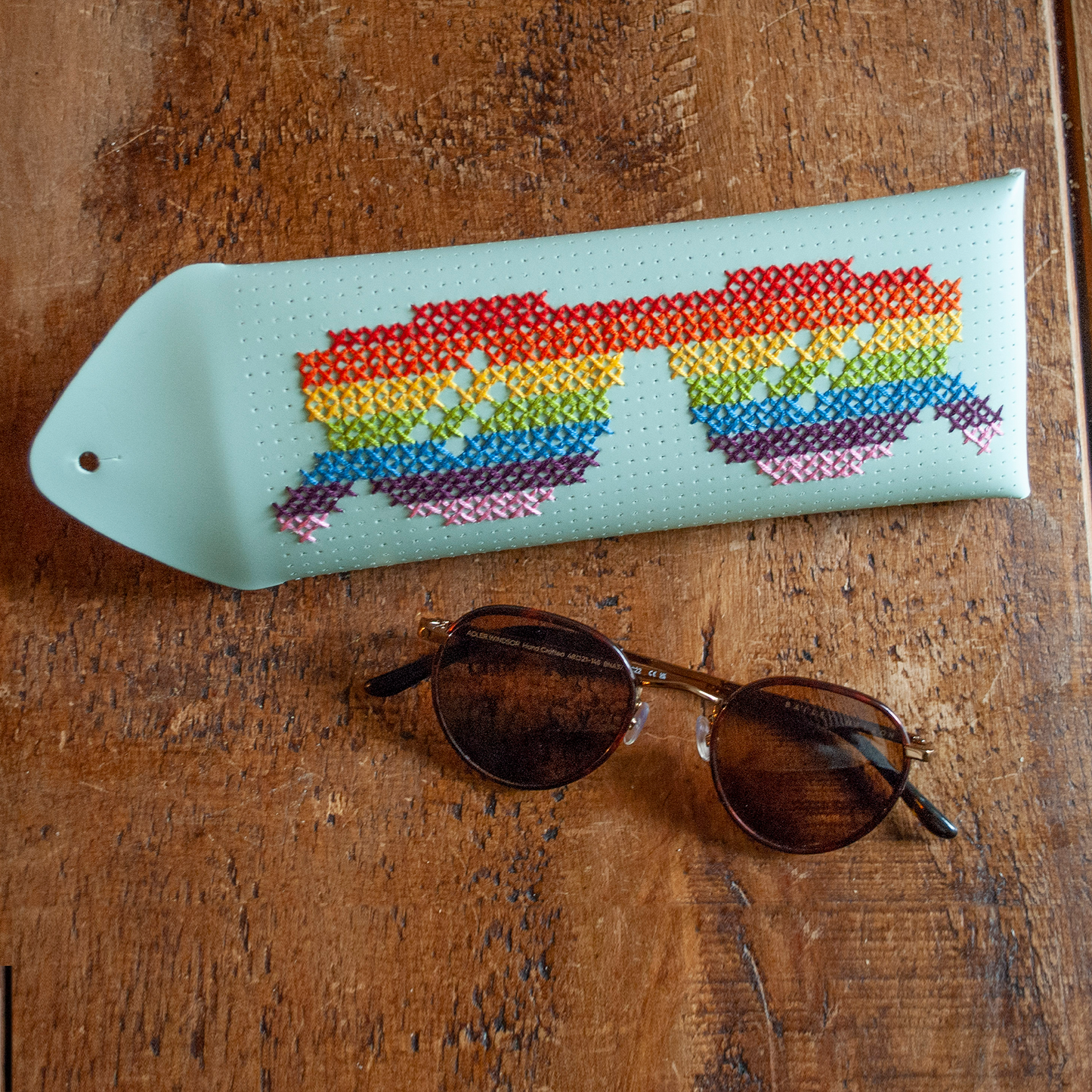 Stitch Glasses / Pencil Case - Mint DIY cross stitch kit