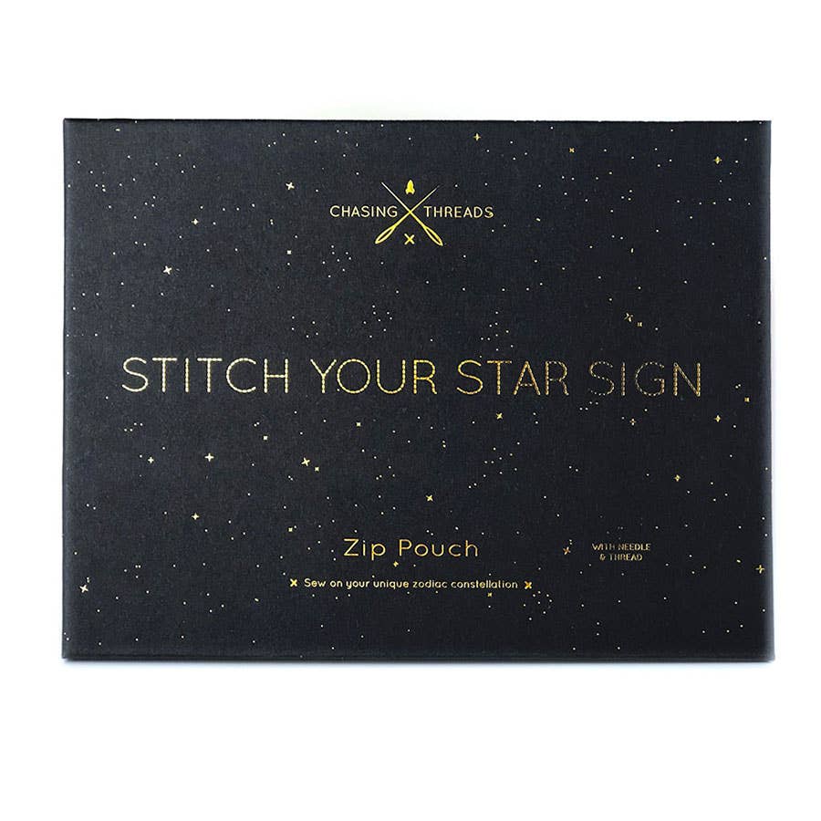 DIY Stitch Your Star Sign Kit -Black Vegan Zip Pouch