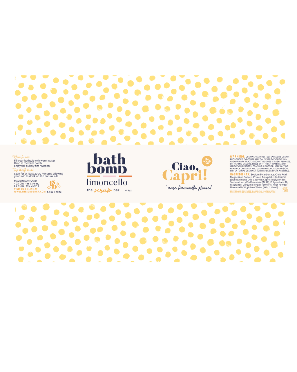 Hydrating Limoncello Bath Bomb 6.5 oz