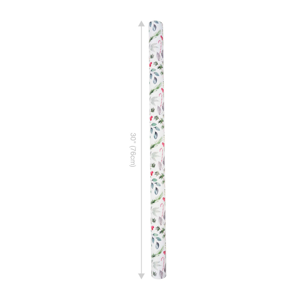 Watercolor Holly/Green and White Lattice 30" x 10' Reversible Holiday Wrapping Paper