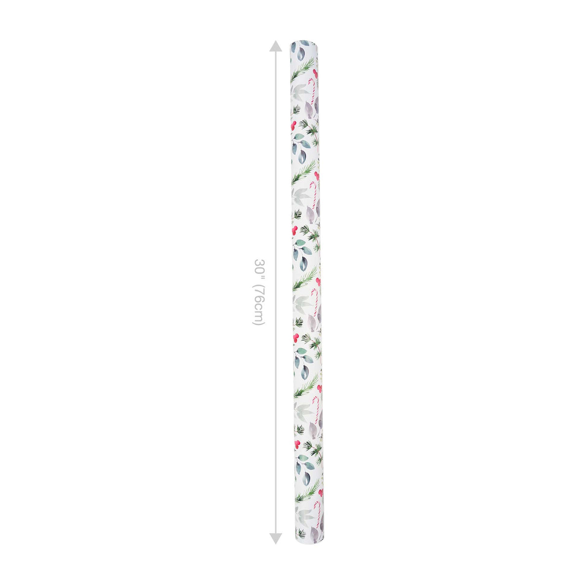Watercolor Holly/Green and White Lattice 30" x 10' Reversible Holiday Wrapping Paper