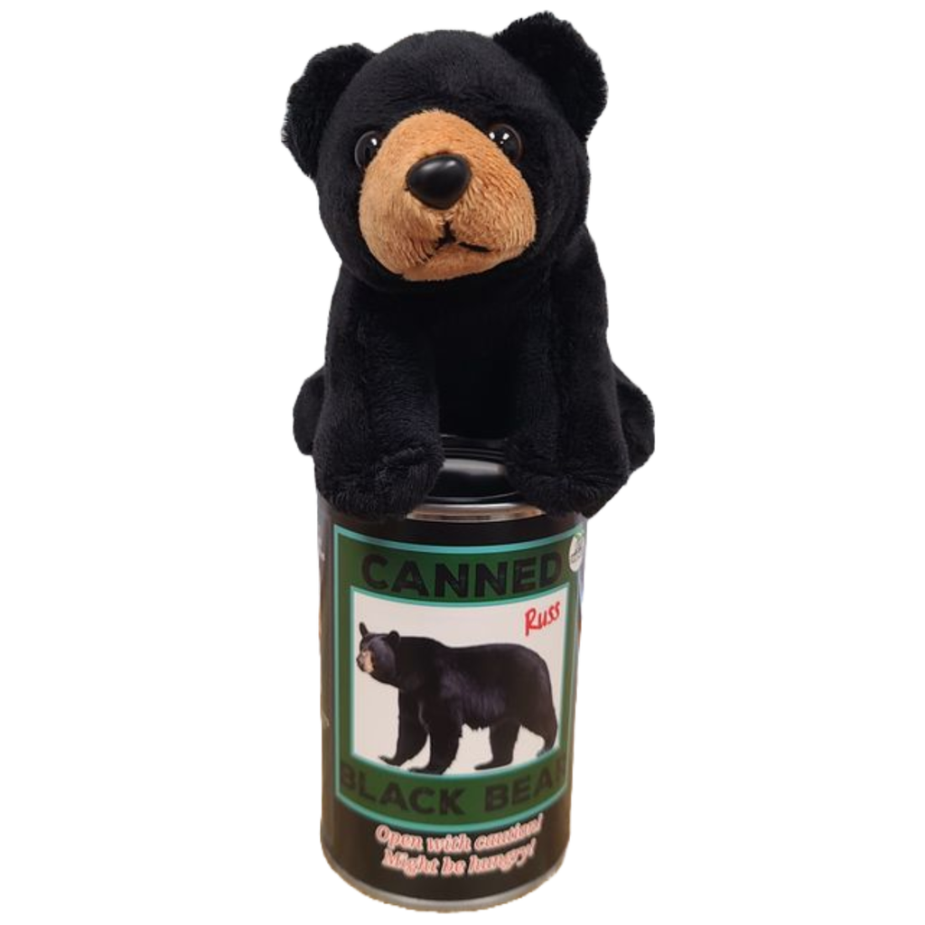 Russ the Canned Black Bear | Stuffed Zoo Plush w/Jokes