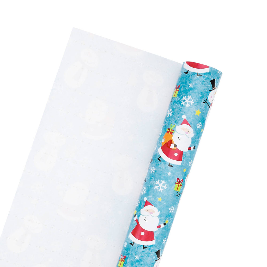Happy Snowman and Santa 30" x 10' Holiday Wrapping Paper
