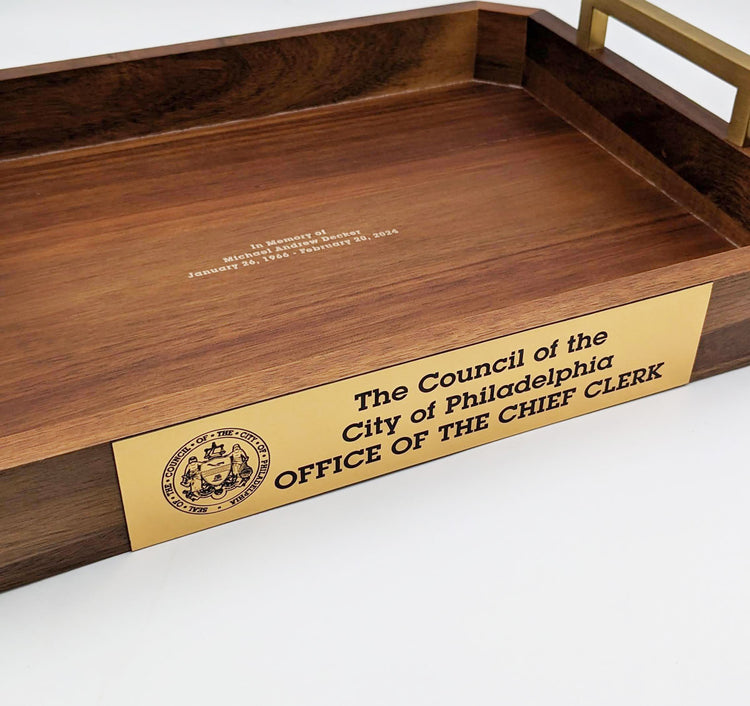 Engraved tray for City Council