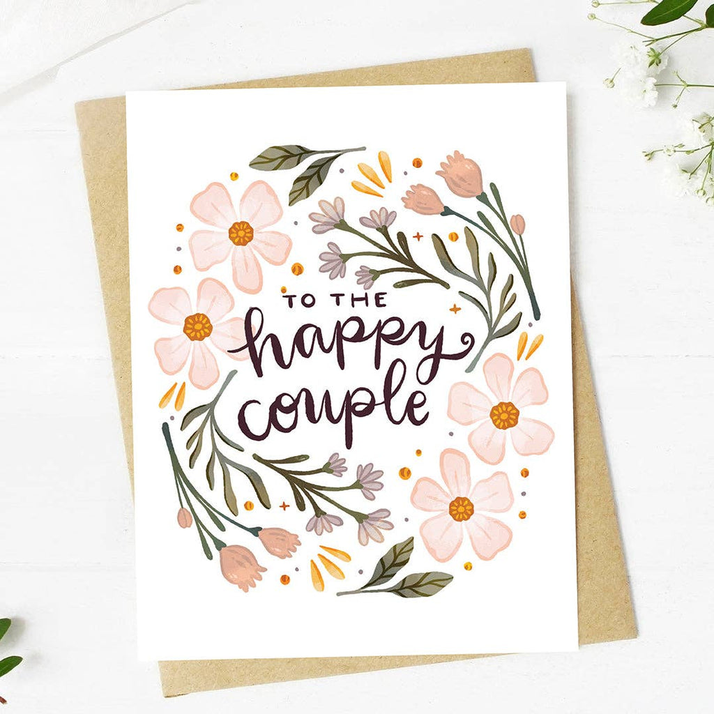 Happy Couple Pink Florals Card