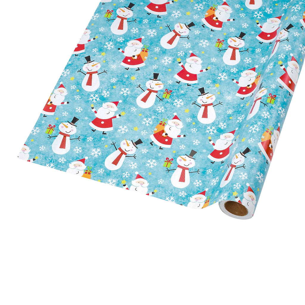 Happy Snowman and Santa 30" x 10' Holiday Wrapping Paper