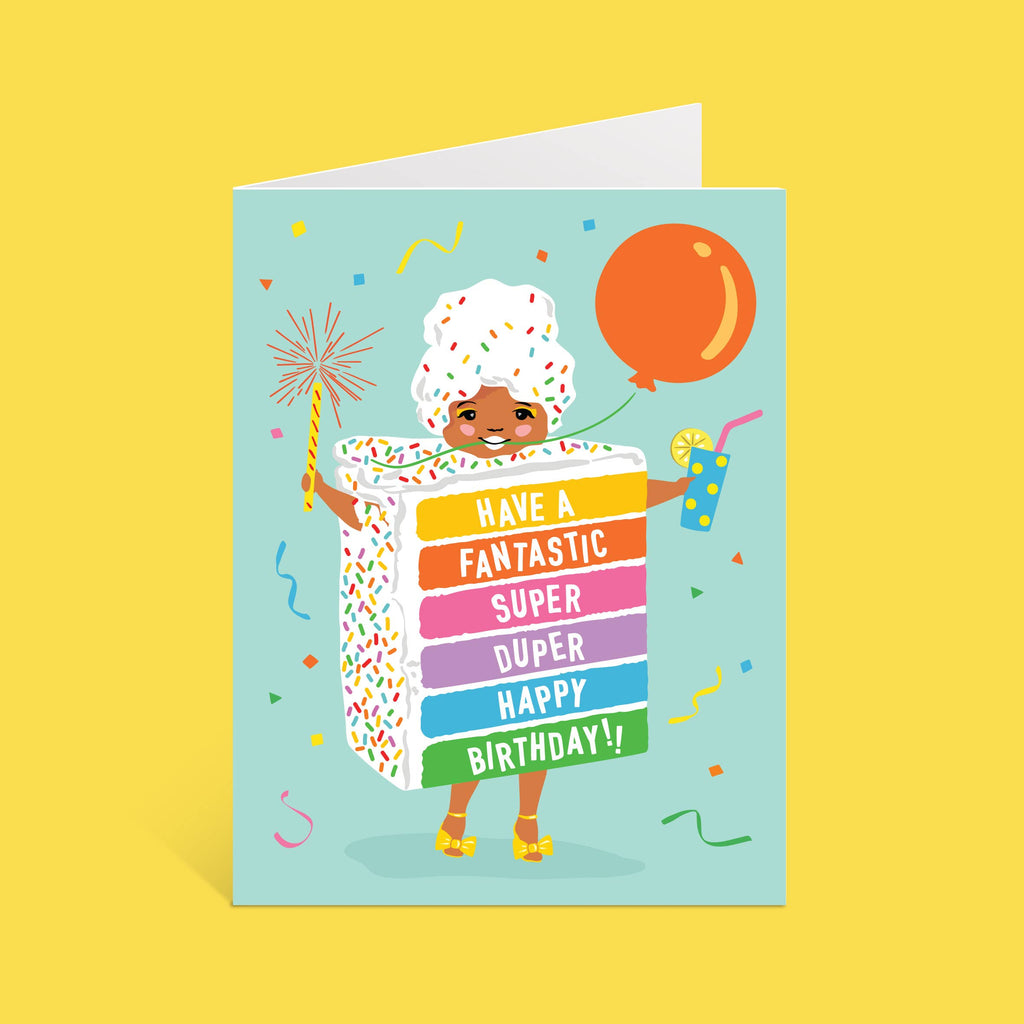 Super Duper Happy Birthday Card | Rainbow Cake Girl