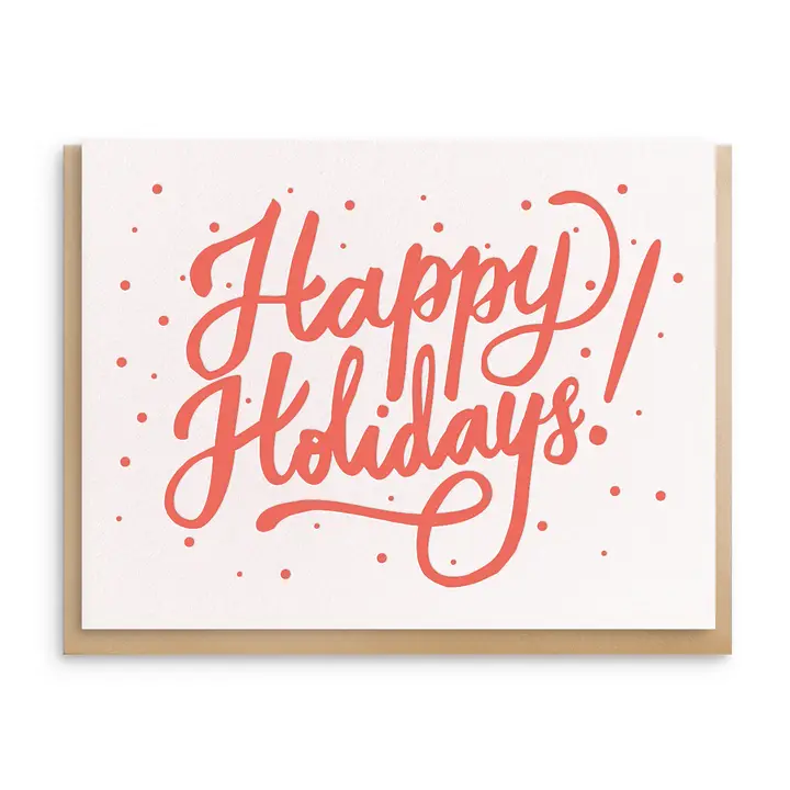 Happy Holidays Letter Press Christmas Greeting Card