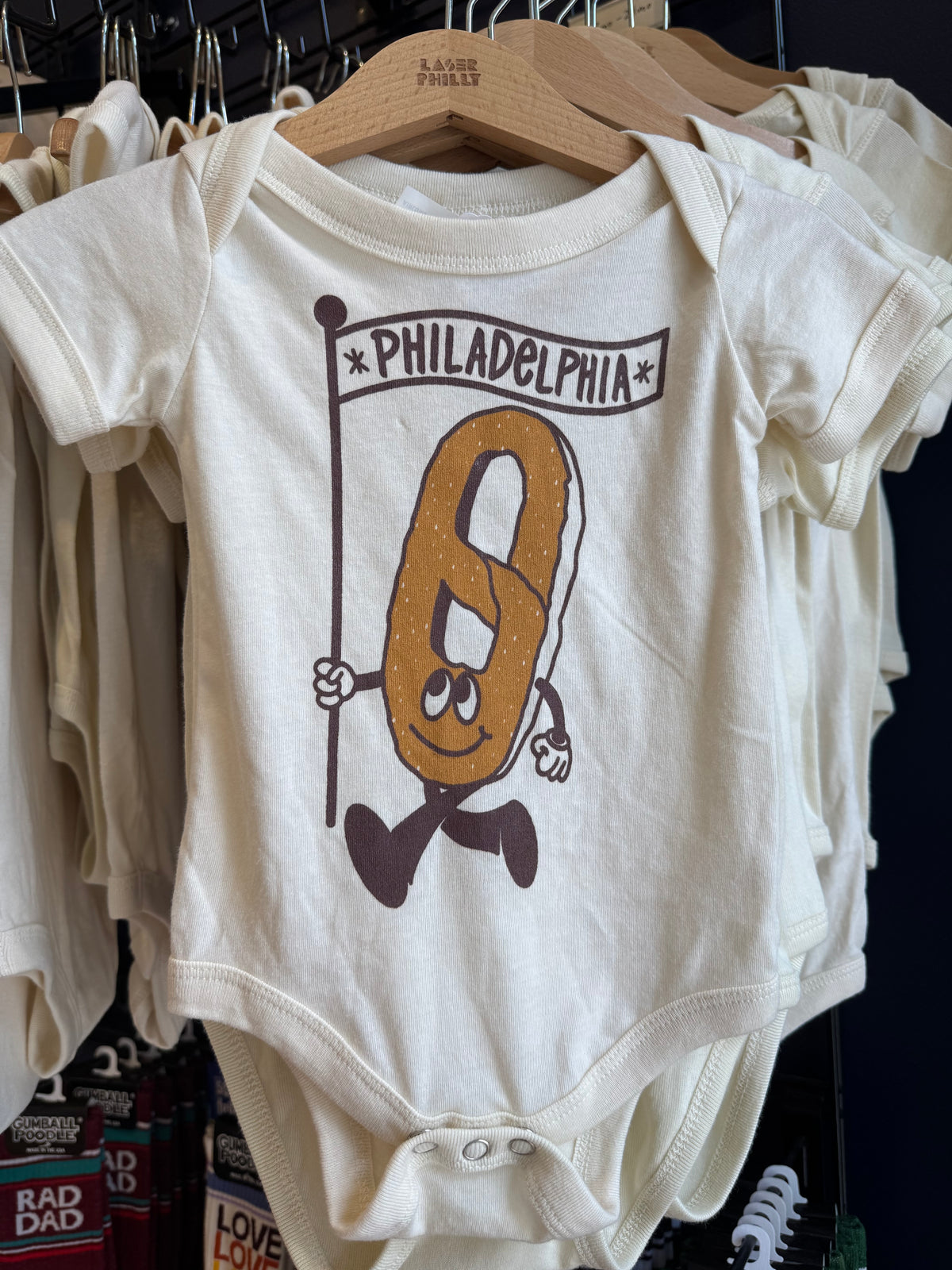 Philly Marching Pretzel onesie (12-18M)