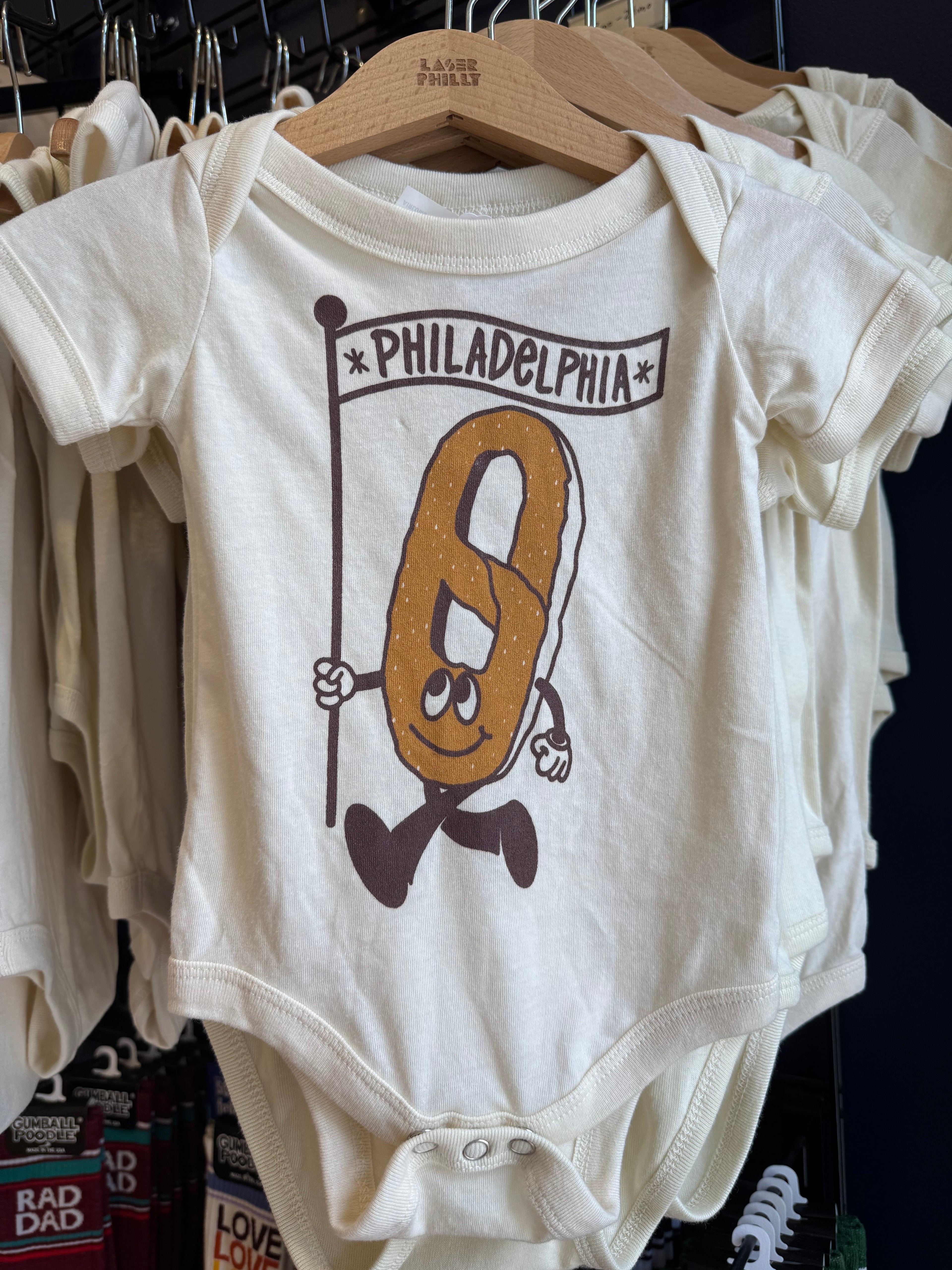 Philly Pretzel onesie (6-12M)