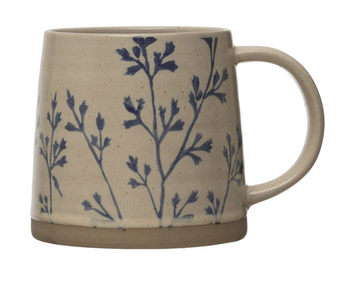 Blue Botanical Stoneware Mug