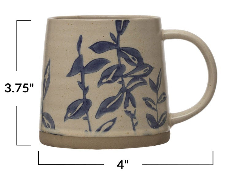 Blue Botanical Stoneware Mug