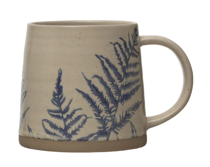 Blue Botanical Stoneware Mug