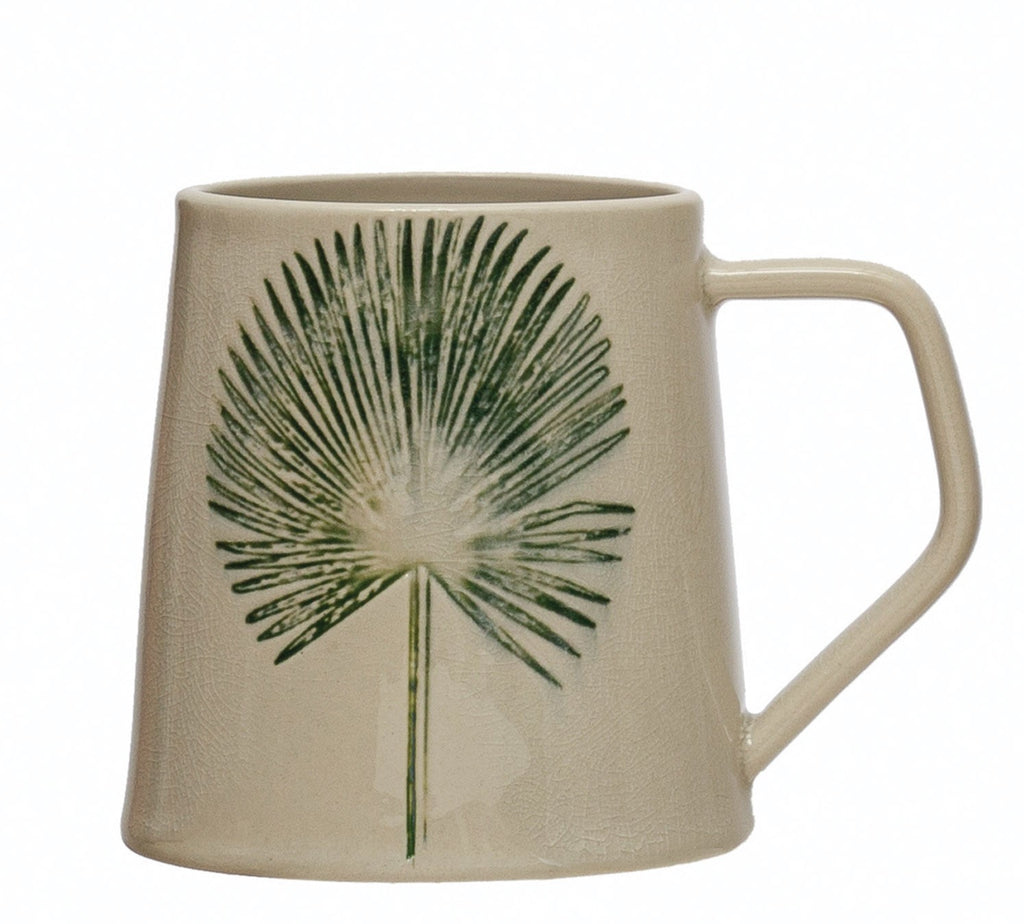 Stoneware Mug with Leaf
