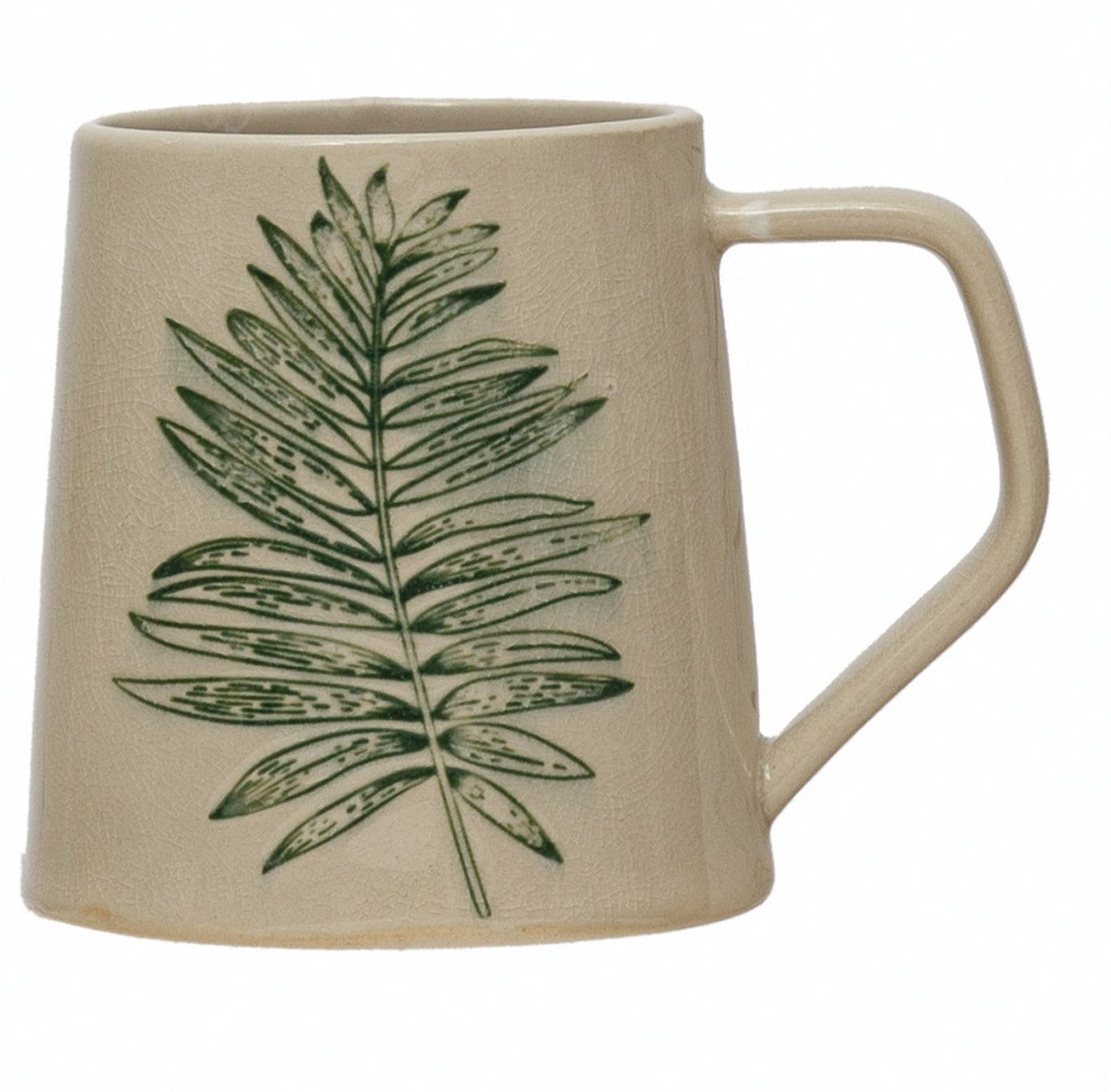 Stoneware Mug with Leaf
