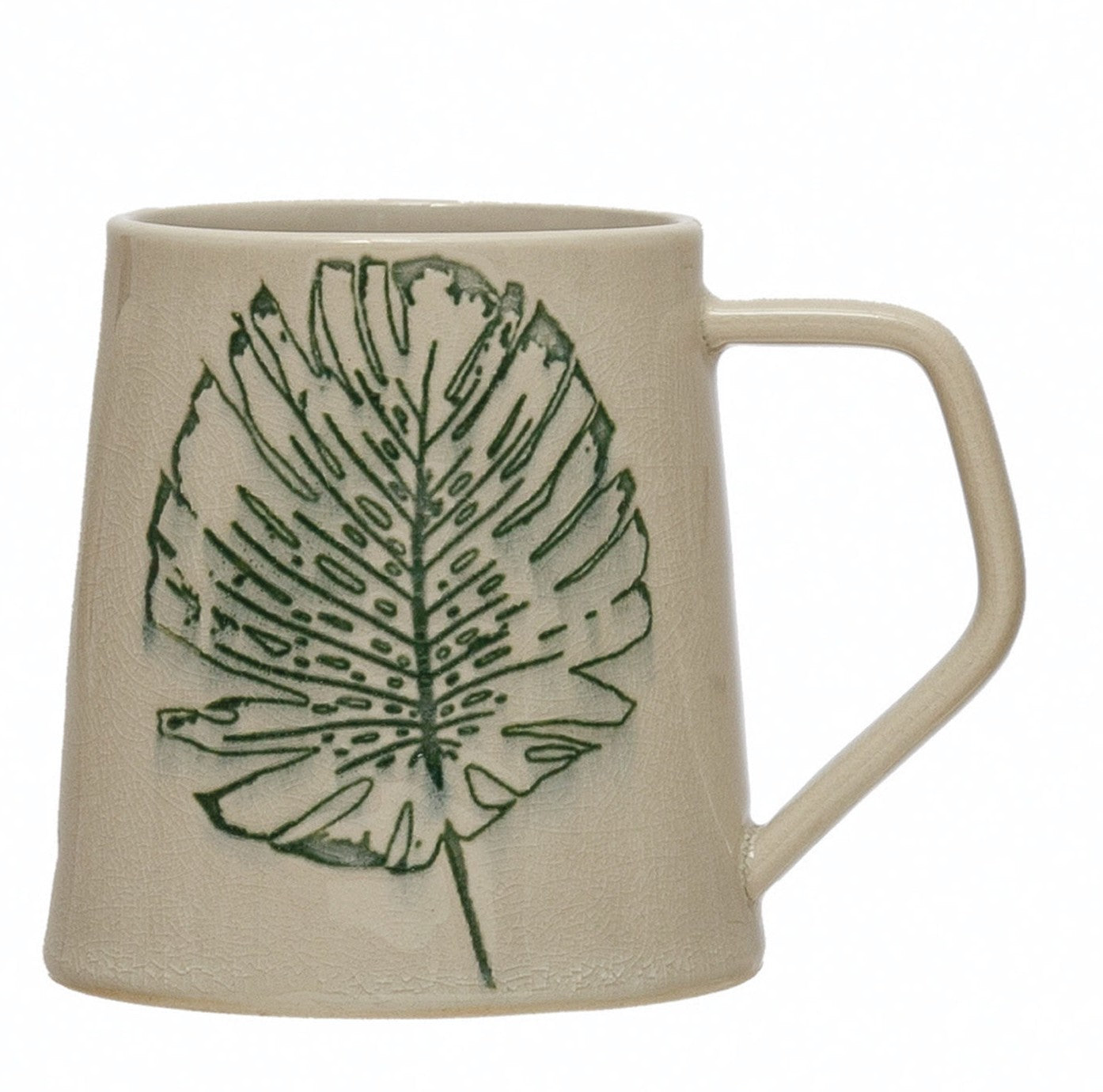 Stoneware Mug with Leaf