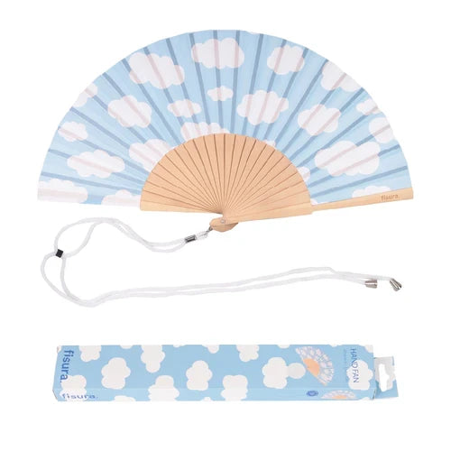 Blue Clouds Hand Fan