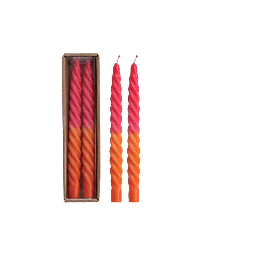 Twisted Taper Candle Pair - Fuchsia
