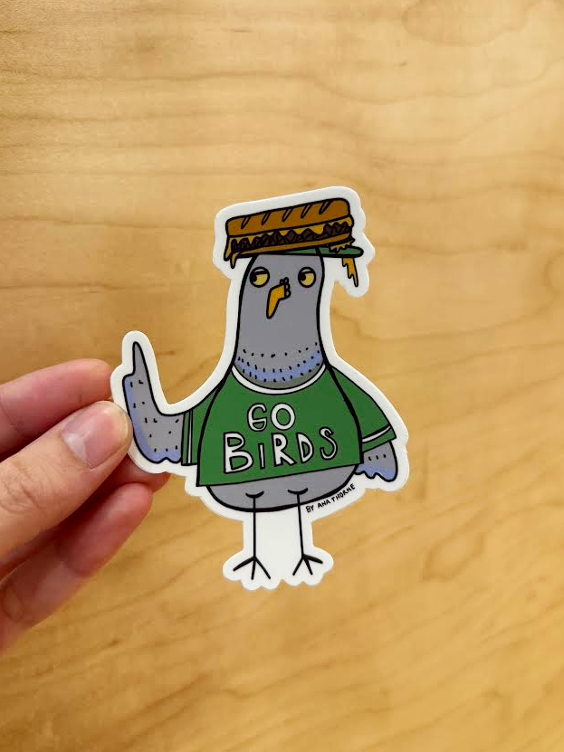 Cheesesteak 'Go Birds' Pigeon Sticker