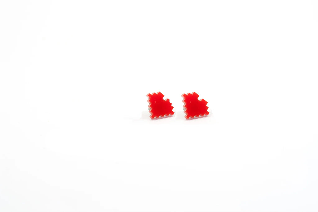 8-Bit Retro Heart Earrings