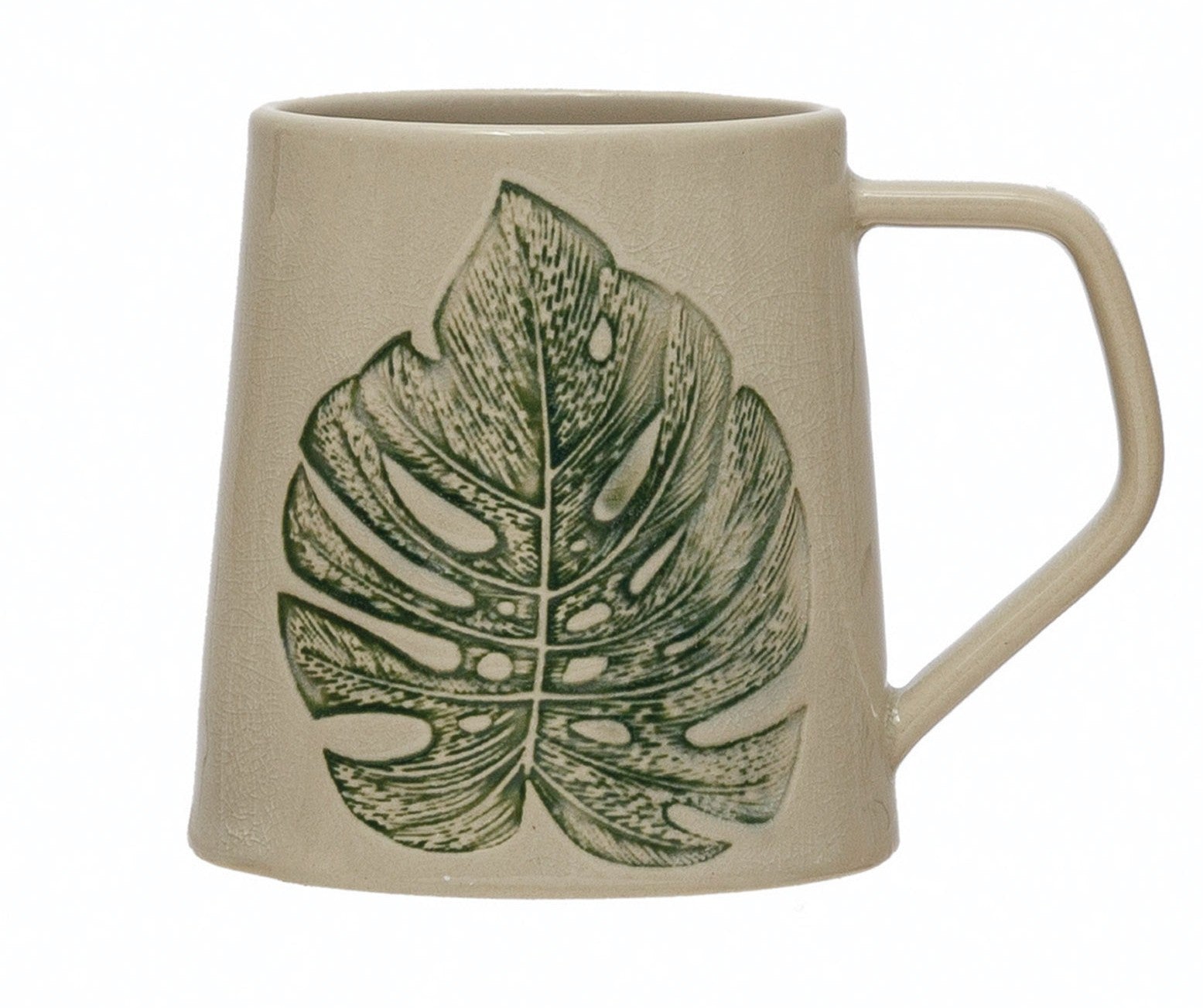 Stoneware Mug with Leaf
