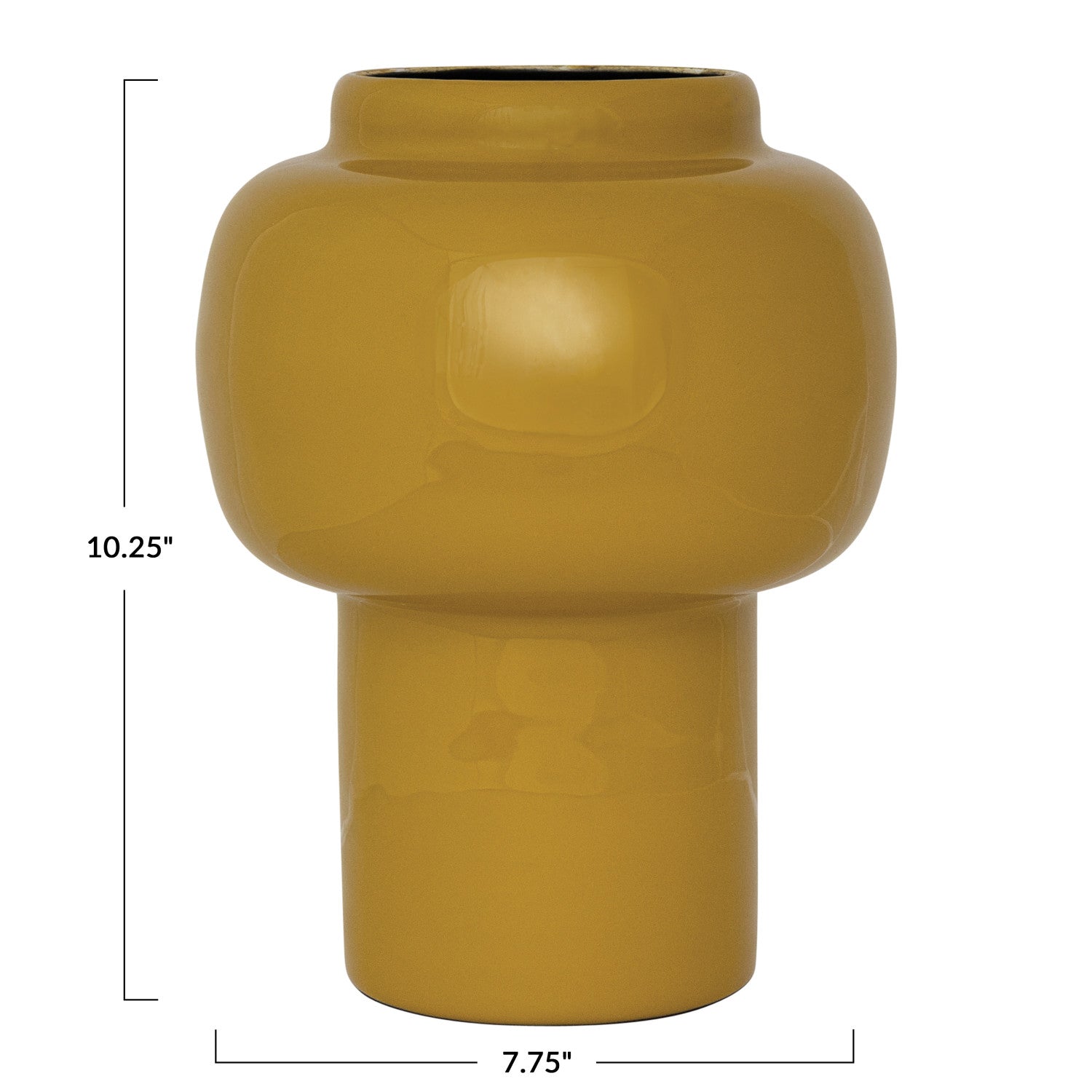 Mustard Enameled Metal Vase