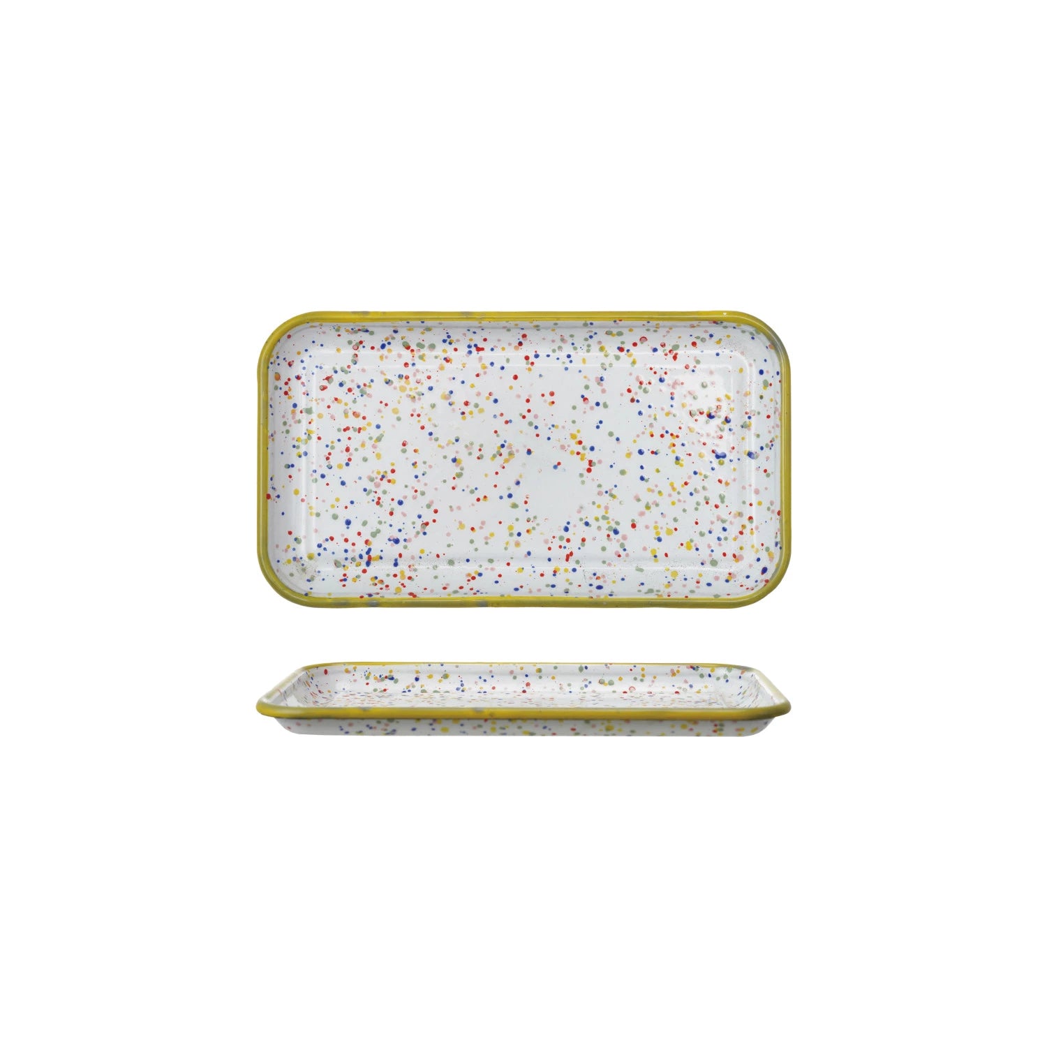 Multi-Color Splatterware Plate with Yellow Rim