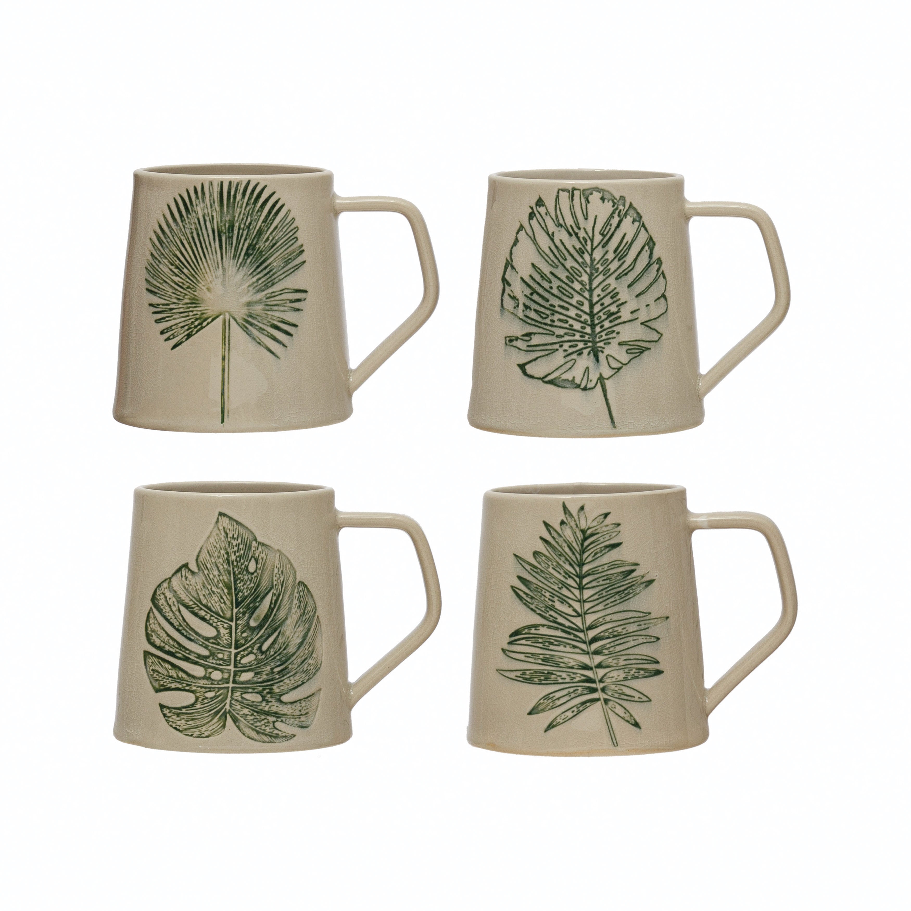 Stoneware Mug with Leaf