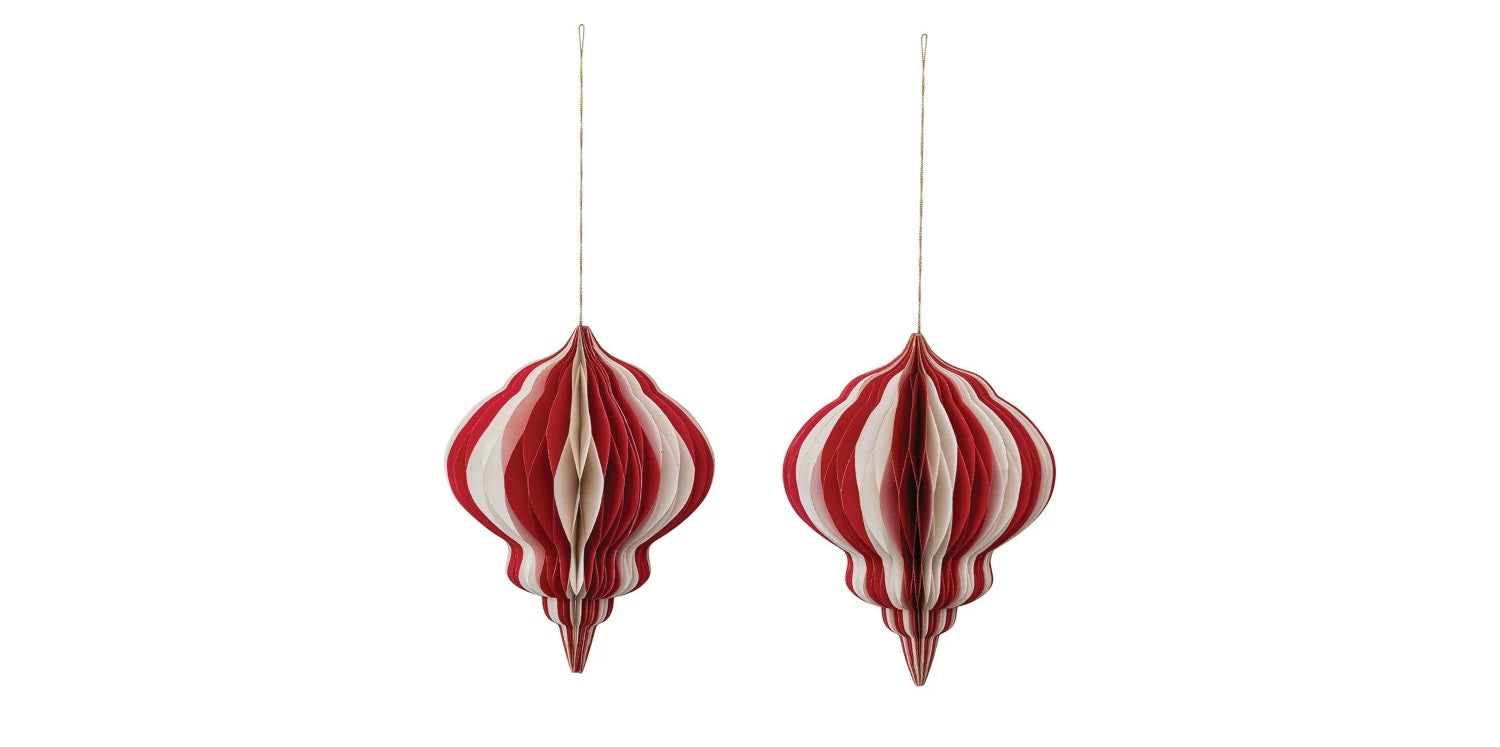 12" Paper Honeycomb Ornament with Gold Glitter