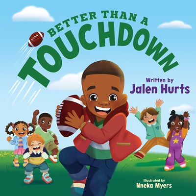 Jalen Hurts of the Philadelphia Eagles on the cover of his book. Go Birds