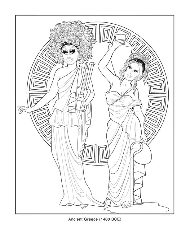 Trixie and Katya Coloring Through History