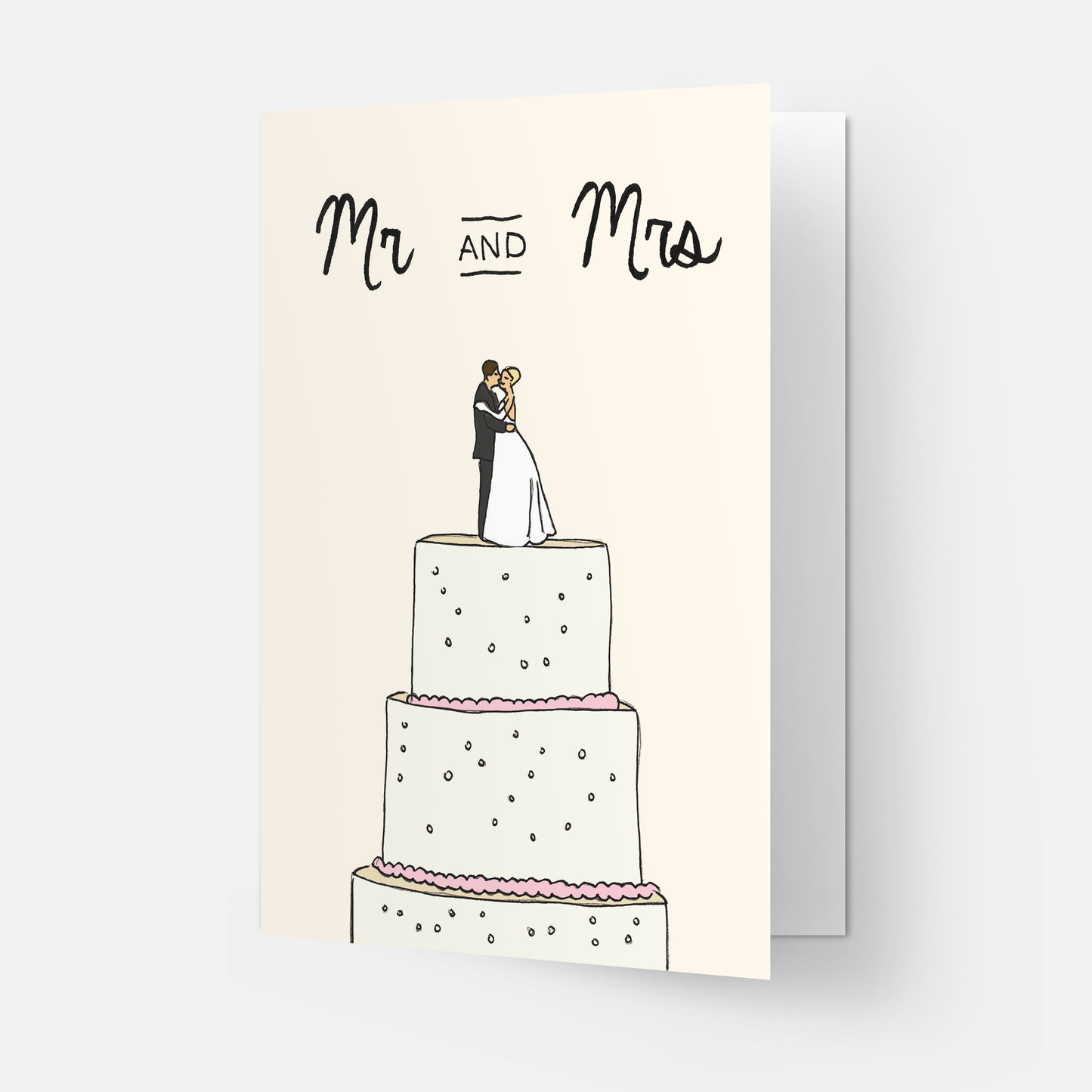 Wedding cake greeting card- Mr & Mrs