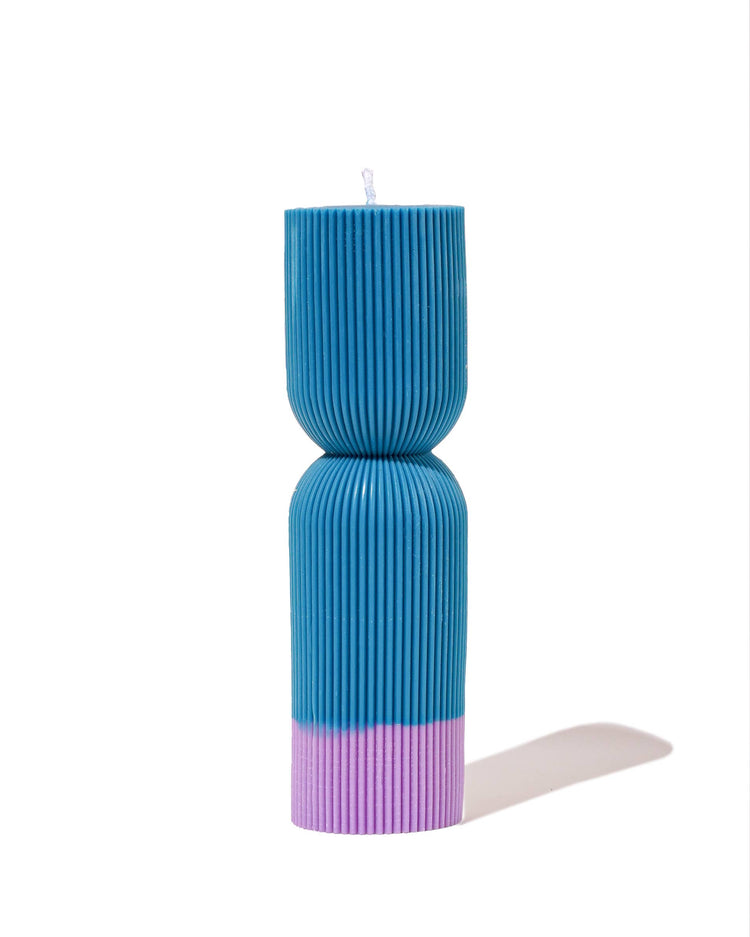 Color Block Pillar Candle - Storm Blue / Violet