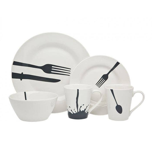 16pc Acme Diner Dinnerware - Service for Four: China - Porcelain - Stoneware