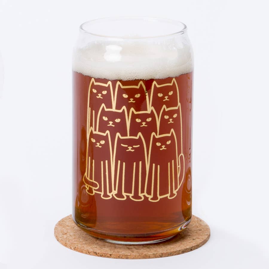 Cat Beer Can Glass: 16 oz can shaped glass