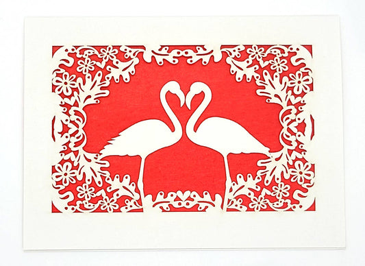 Flamingos in Love Greeting Card