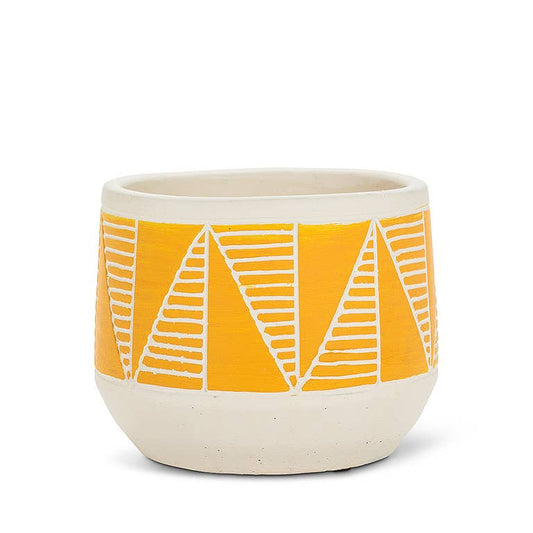 Yellow Sm Etched Planter-5"D
